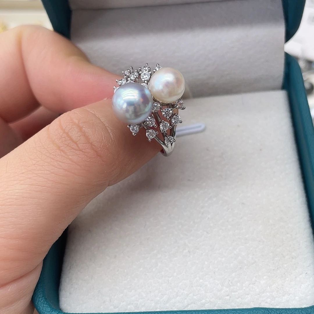 海水珍珠戒指银S925镶嵌