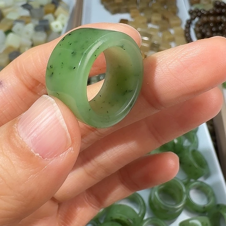 和田玉（碧玉）未镶嵌戒指16.7内径20