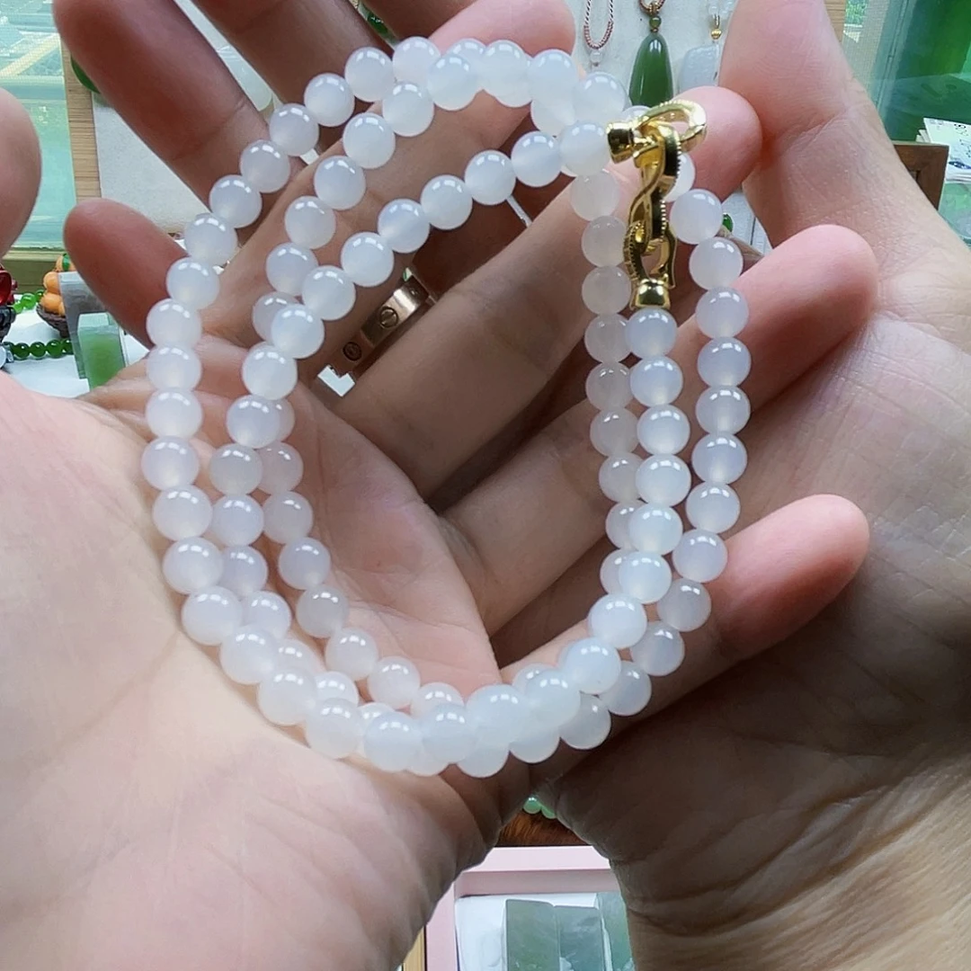 和田玉未镶嵌项链卡6，108颗