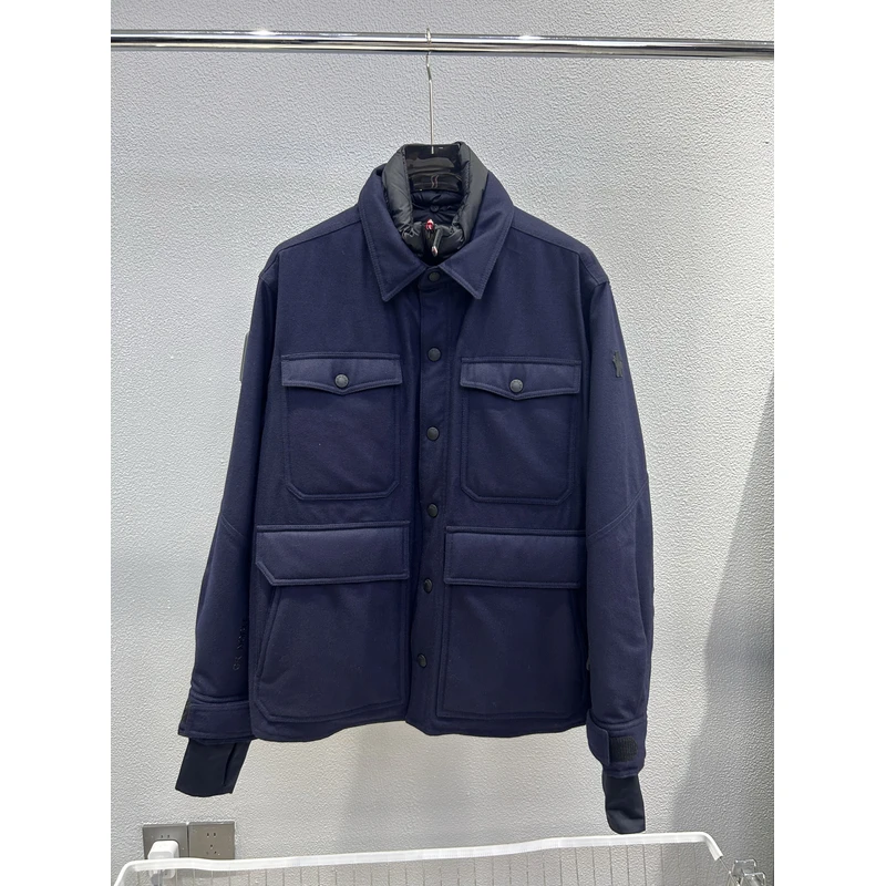 现货Moncler盟可睐 1G00006 ANTUCO 男士蓝色羊毛材质滑雪羽绒服