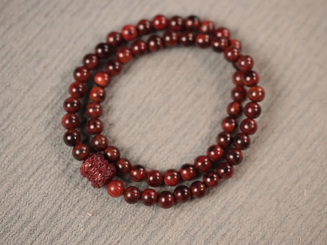 降真香 红降6mm双圈【并蒂莲】手串
