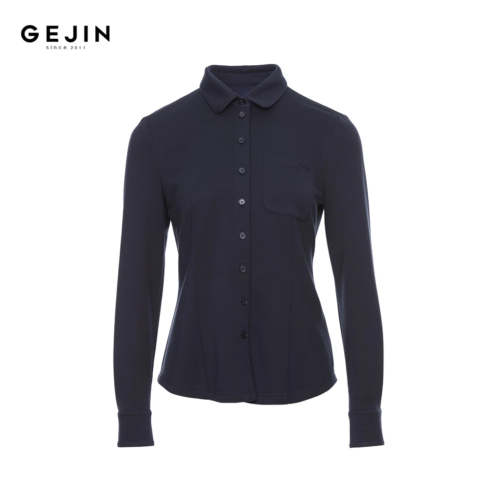GEJIN/歌锦秋冬新款时尚简约翻领女士衬衣9412522390