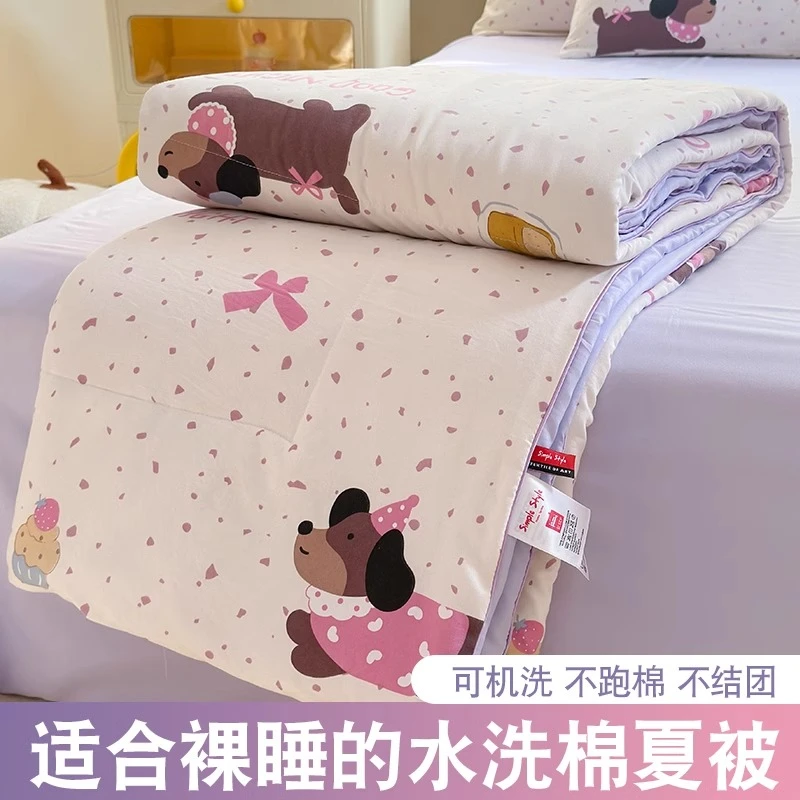 2025新款可机水洗棉夏凉被儿童腊肠狗空调被子宿舍单双人薄春秋被