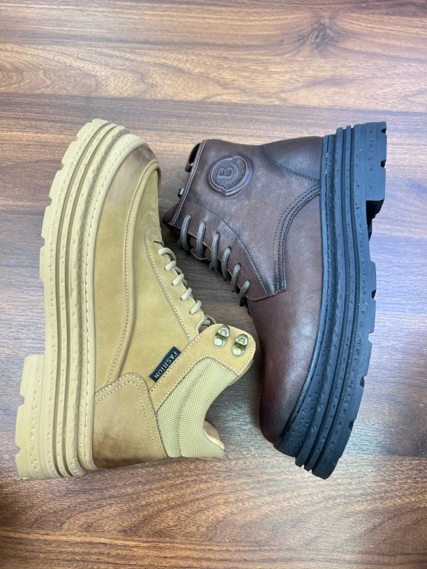 头层牛皮羊毛一体断码尾货男靴