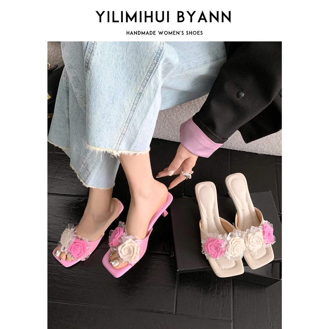 露趾花朵一字拖鞋断码清货无质量问题【no退no换现货秒发】