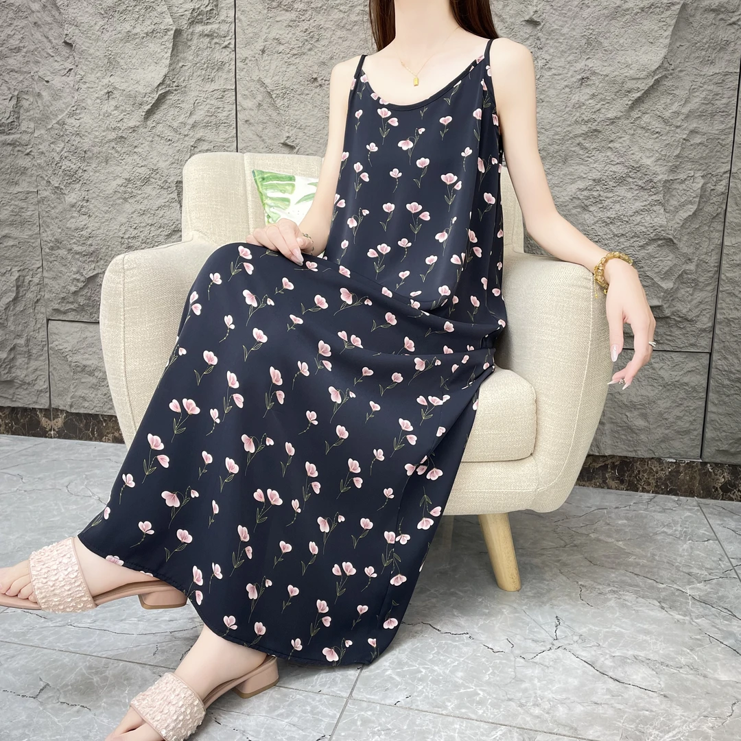 【梦露】夏季碎花气质吊带连衣裙女宽松显瘦印花长裙女时尚