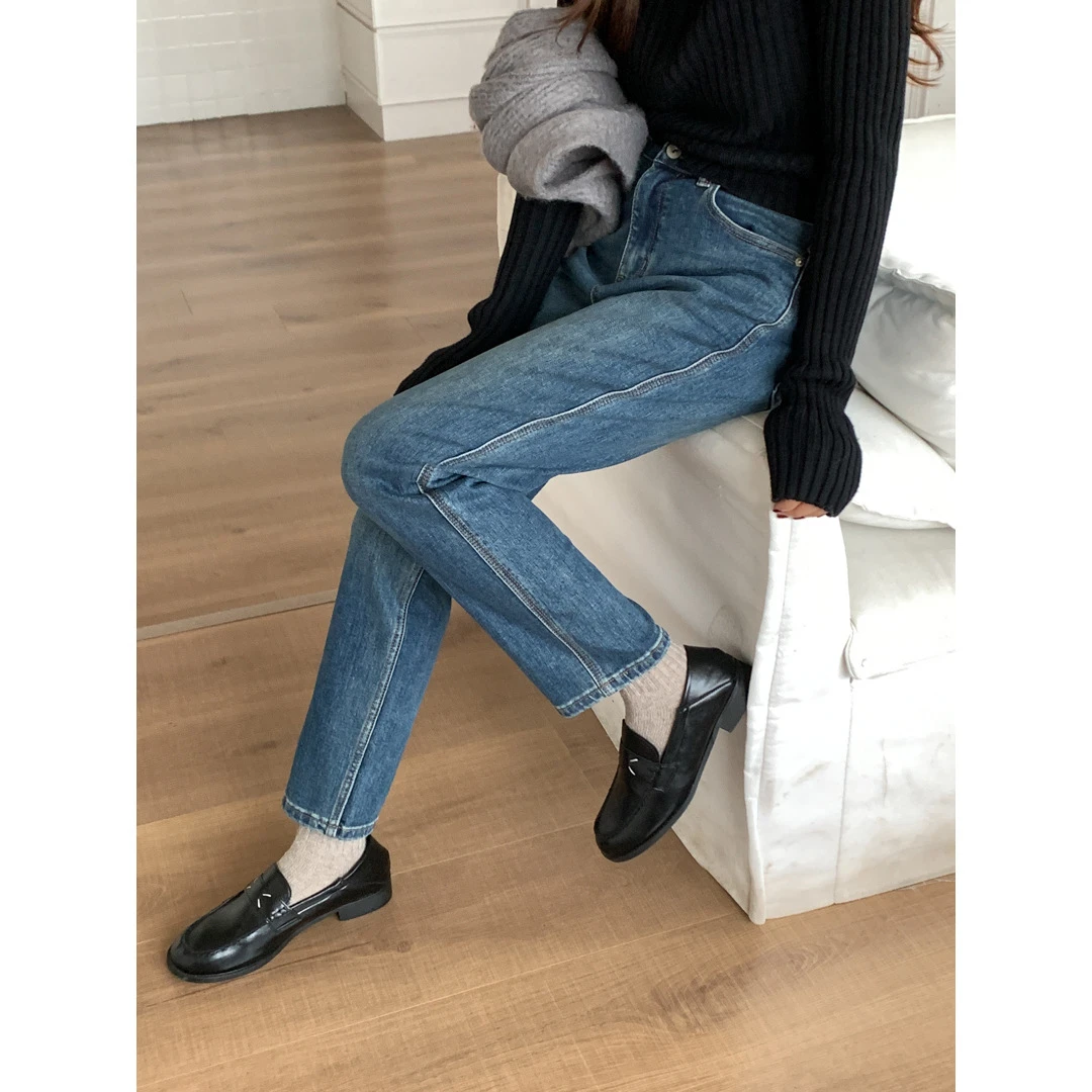 小个子法棍裤九分裤GAGD弹力直筒高腰女烟管万向显瘦弹力牛仔裤