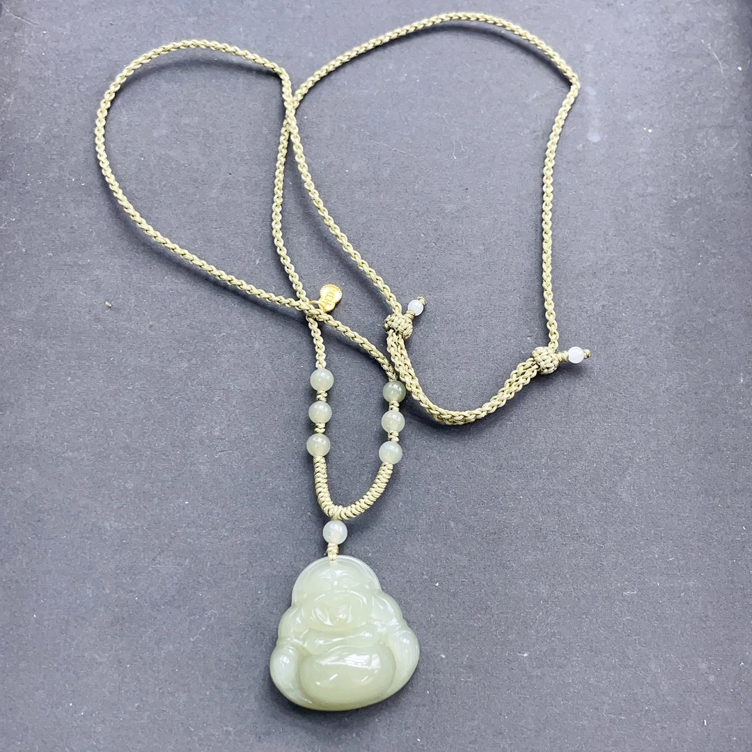 和田玉佛公手编绳项链 36 FYX