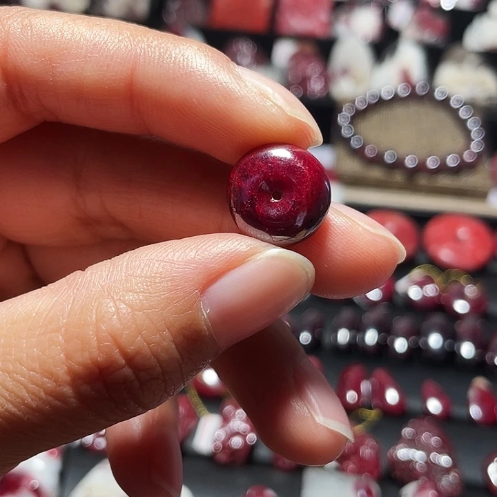 天然辰砂原矿红砂平安扣5.9克