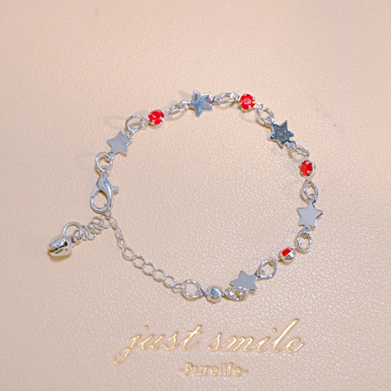 铜合金手链 五角星红色波浪手链手链轻奢精致手绳高级感手饰F1597