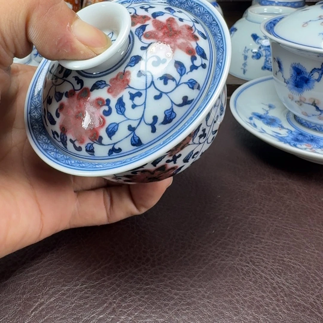 一***雨瓷片当代景德镇陶瓷手绘茶具