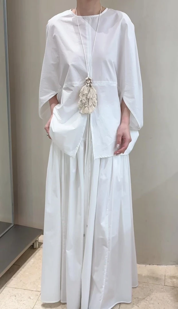 纯色极简风、休闲百搭抽绳松紧腰头半身裙（BLW80035#）BALANCE