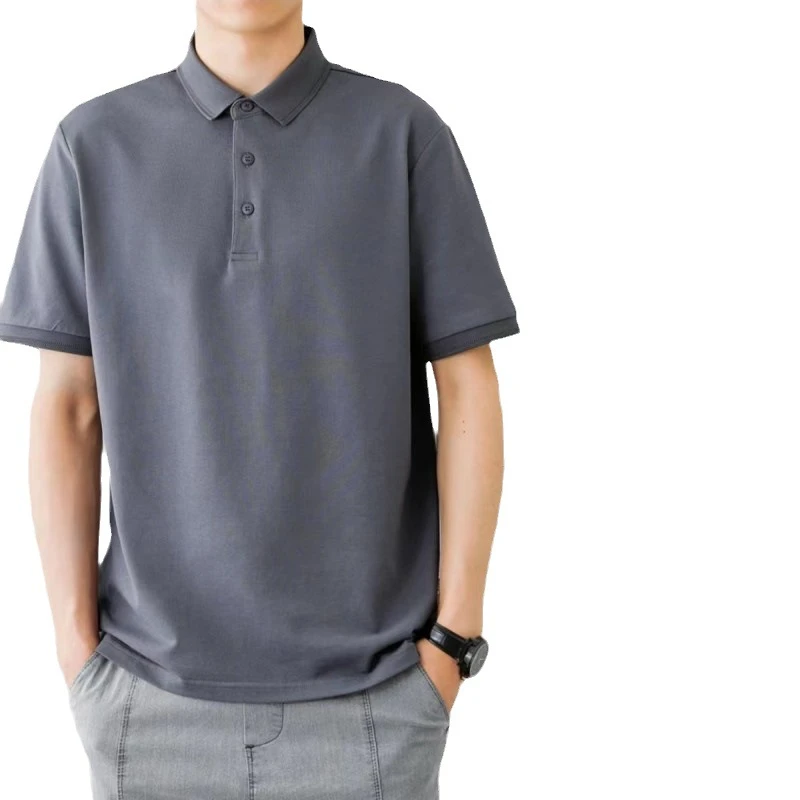 翻领短袖爆款男纯色polo衫外贸冰丝T恤无痕男士宽松夏季