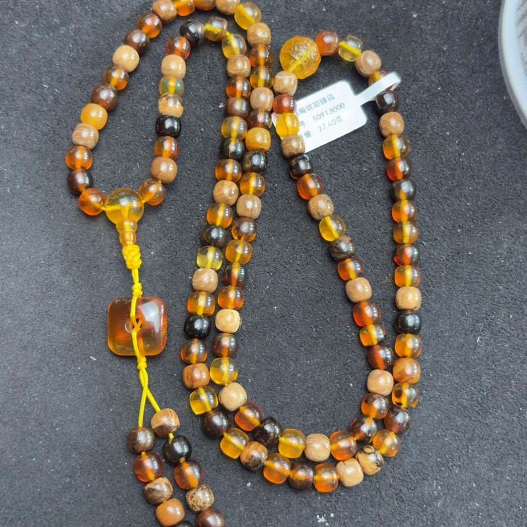 琥珀未镶嵌珠宝奇石7mm老型多宝108