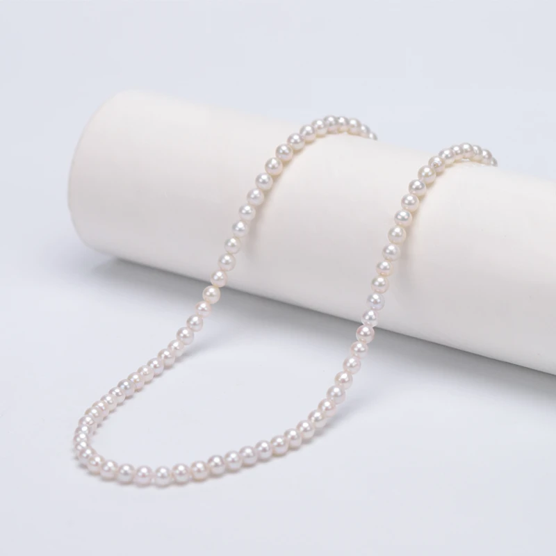 极强光天然淡水小米珍珠项链 3-4mm白色气质