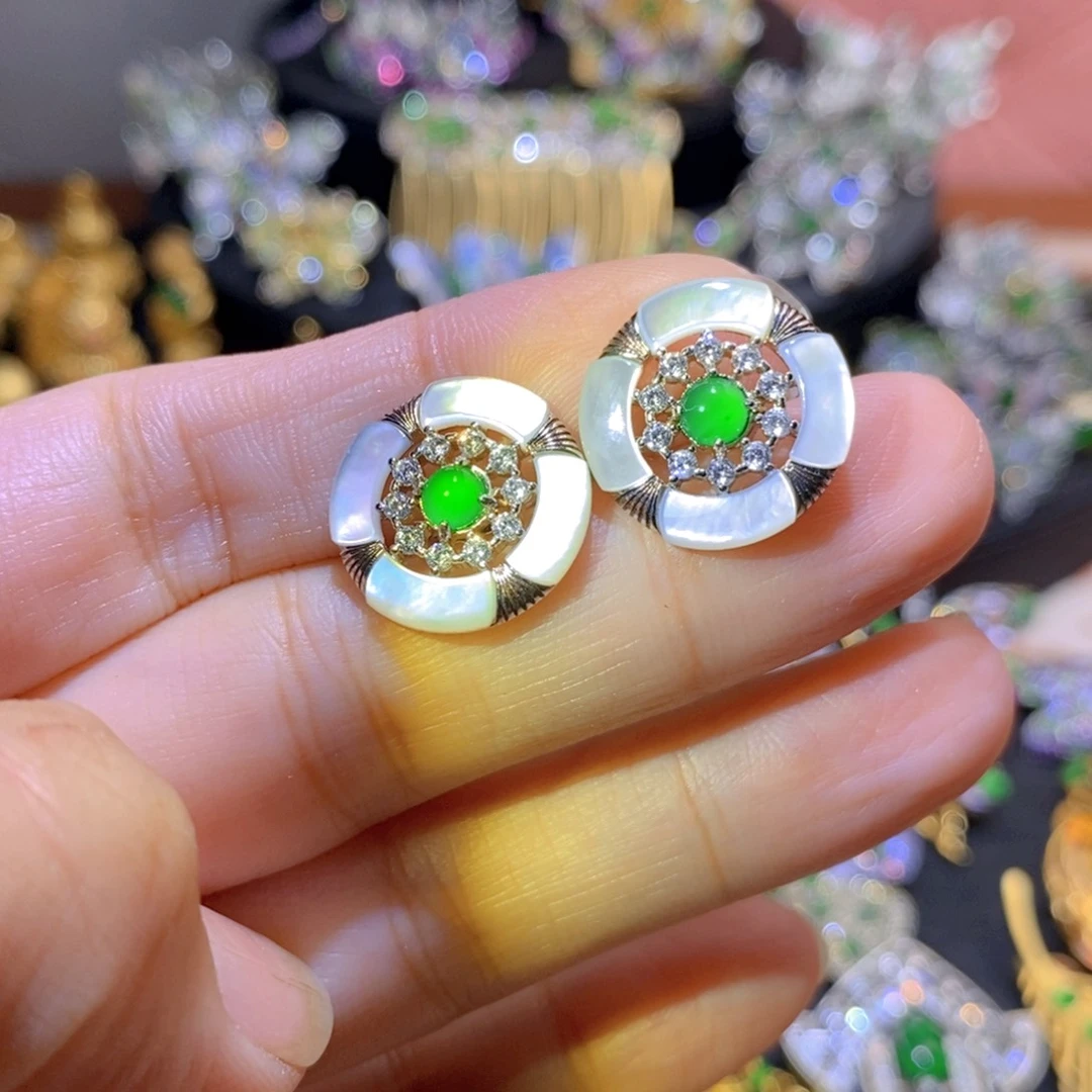 吊坠(不含链)银S925镶嵌翡翠