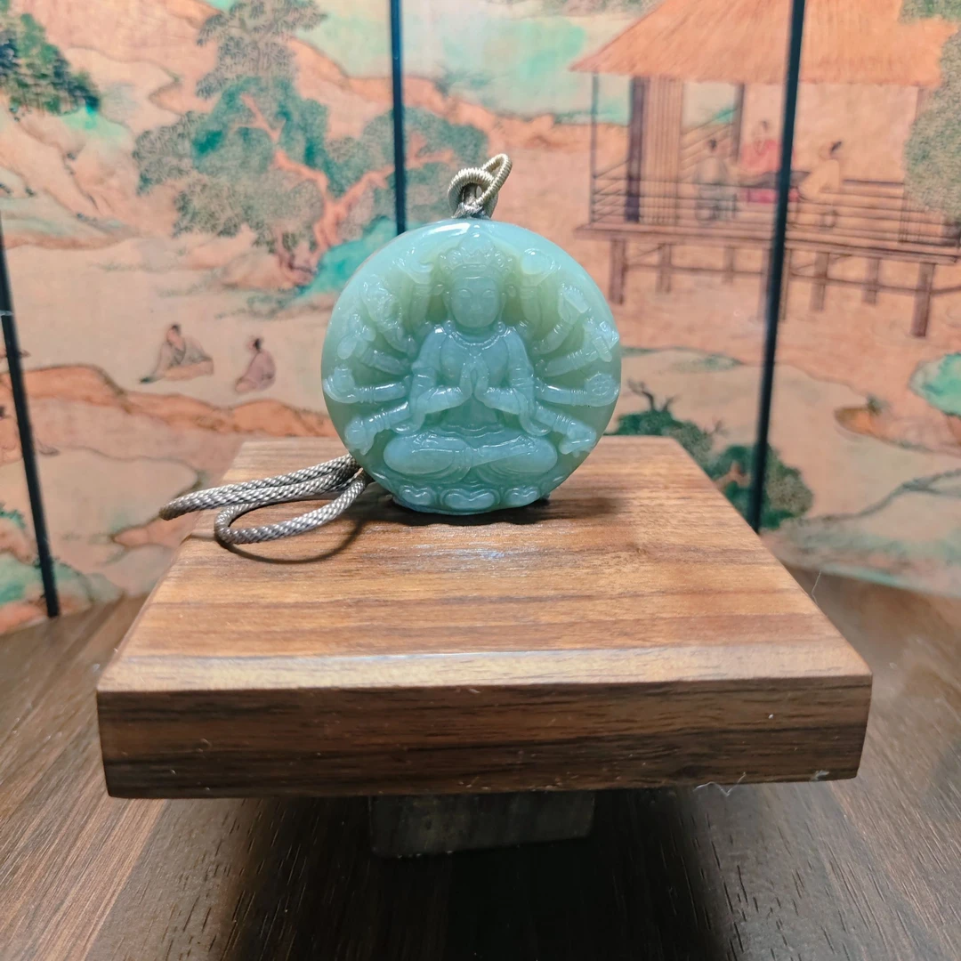 J和田玉千手观音吊坠0509