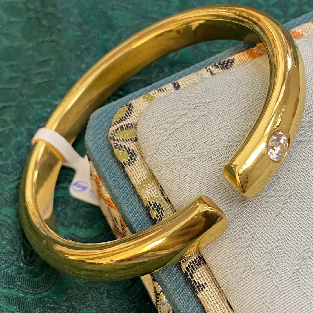 足银手镯 点钻泥鳅背开口莫桑桑手镯光面手镯经典轻奢款亮面手镯