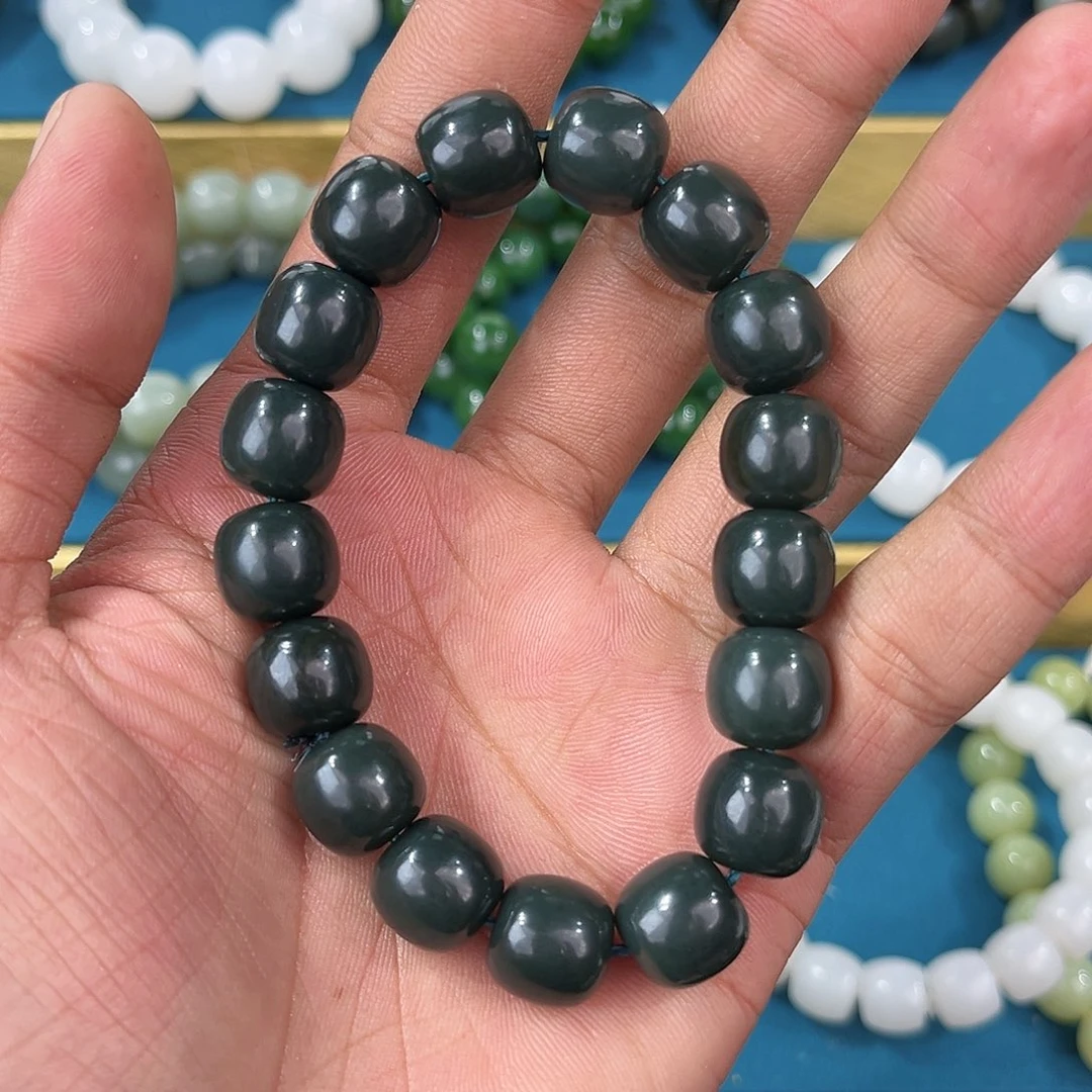 手串未镶嵌和田玉纯天然新疆和田玉且末蓝12mm