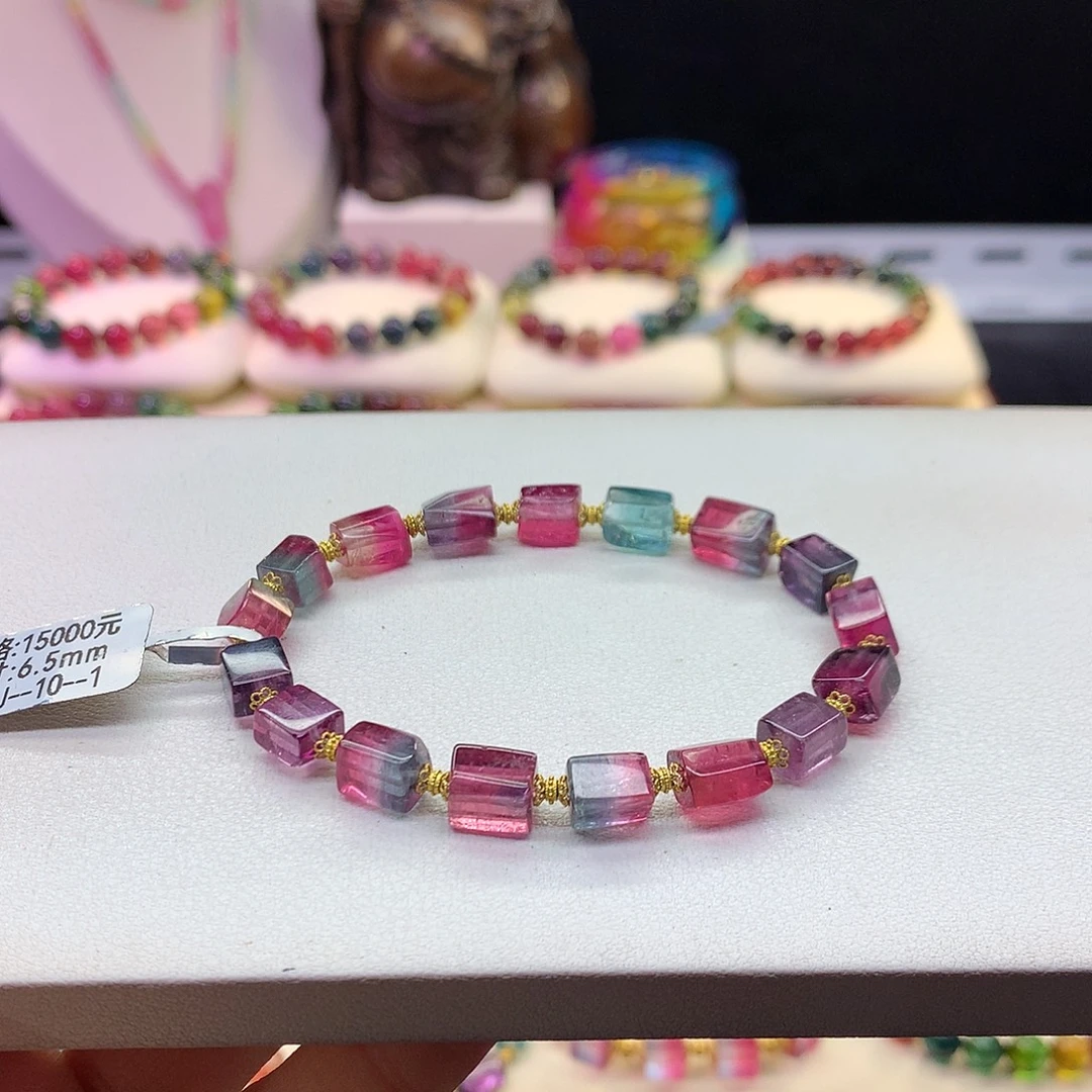 未镶嵌碧玺手串6.5/西瓜方糖。