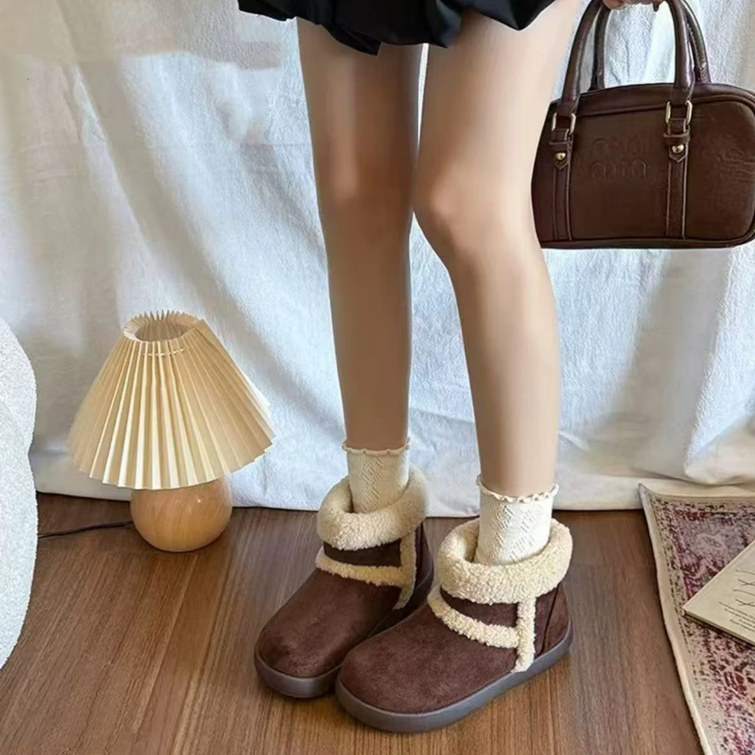 厚底雪地靴女冬季新款加绒保暖短筒靴子时尚百搭毛毛勃肯棉鞋311