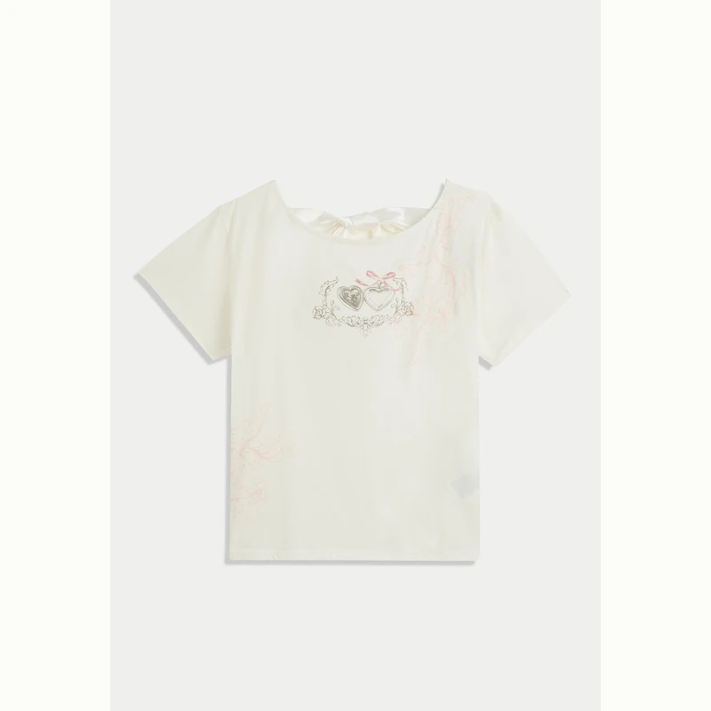 Hollister25夏季美式甜美棉质露背印花短袖T恤女装357-5003