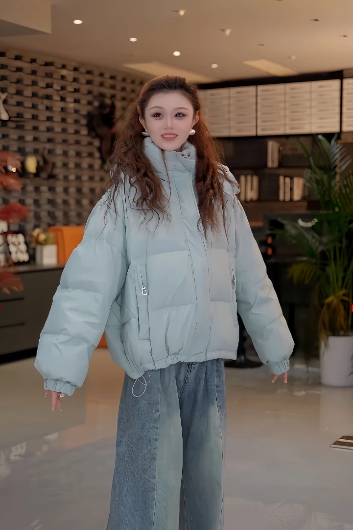 冬季新款羽绒服女款常规款连帽纯色网红短款时尚休闲百搭宽松加厚