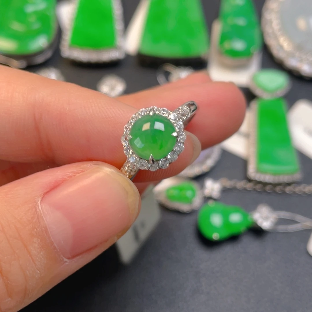 翡翠银S925镶嵌吊坠(不含链)戒指