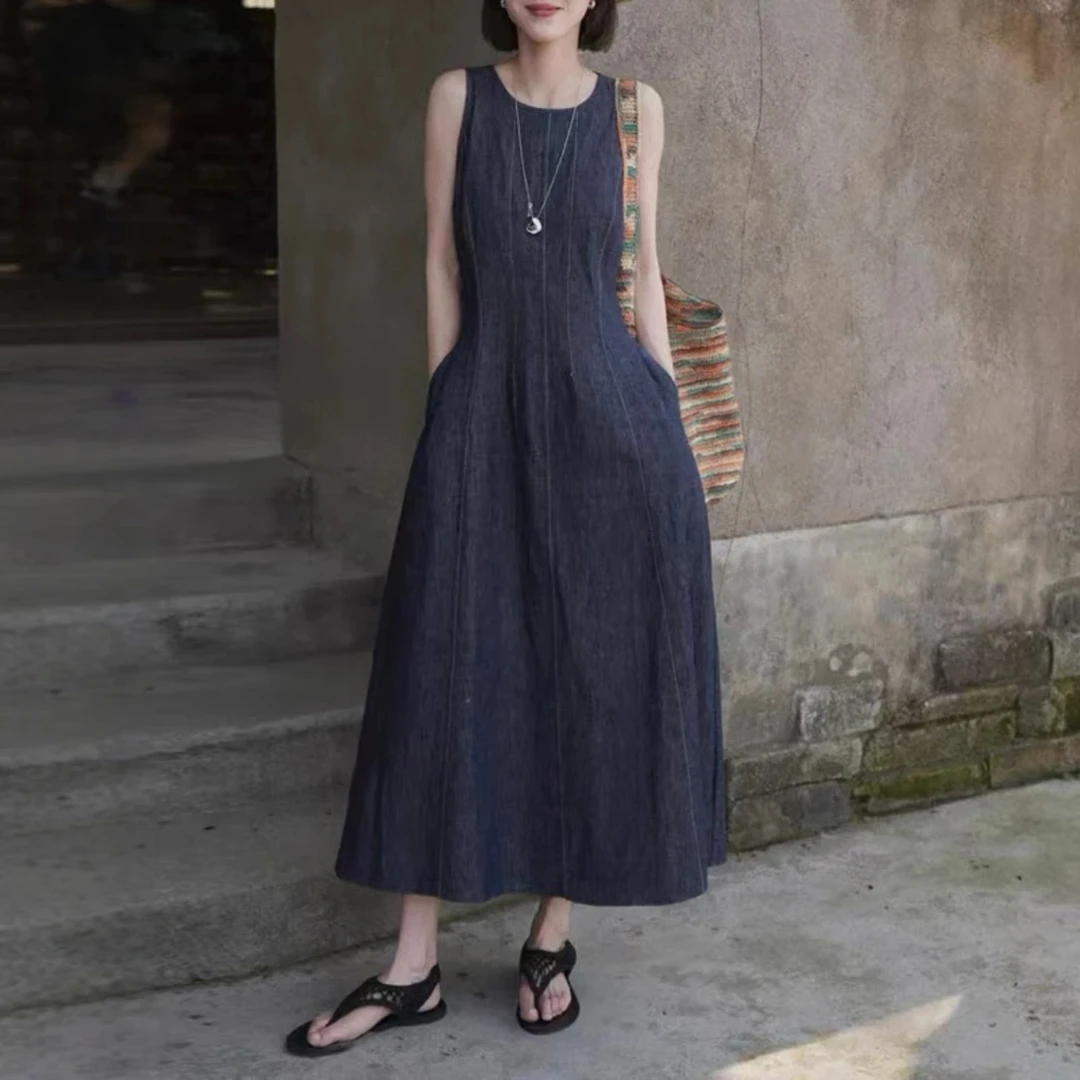 「HMM」南油亚麻2025新款老钱风连衣裙【带发圈】