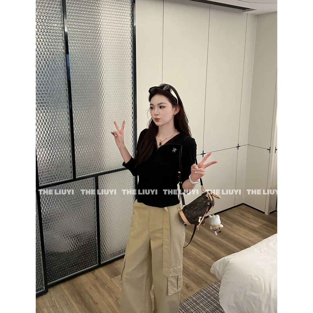 【LIUYI】连帽衫~春季连帽收腰卫衣外套53043