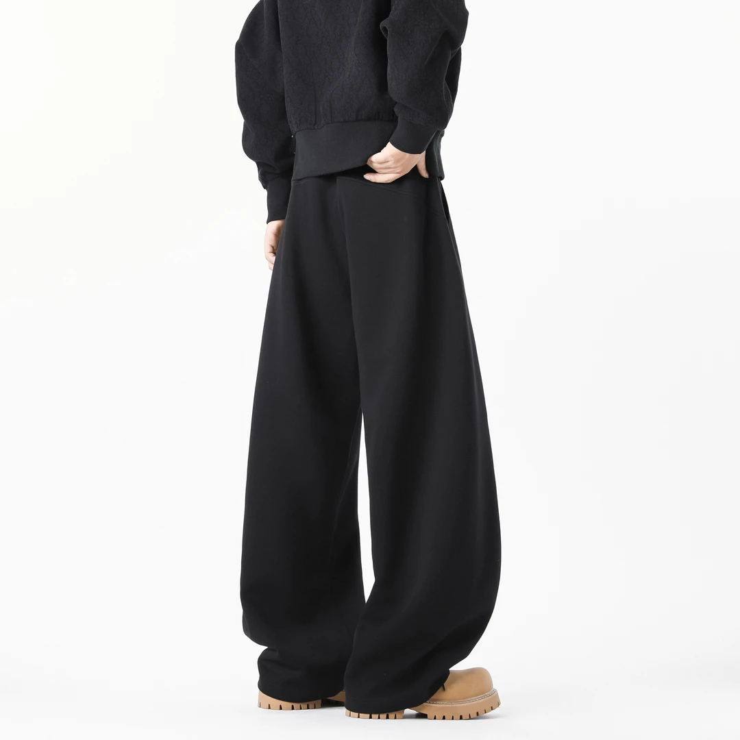 NNEFC秋冬新款加厚弯卫裤男女2025加绒宽松阔腿裤男生休闲裤子