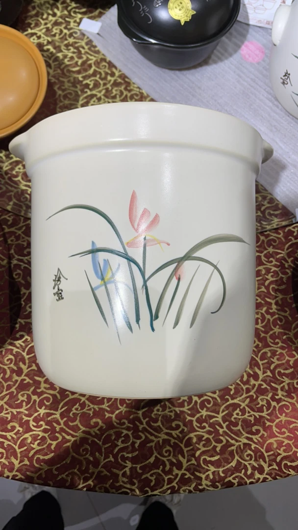 景德镇珍宝2624直筒白蓝花砂锅