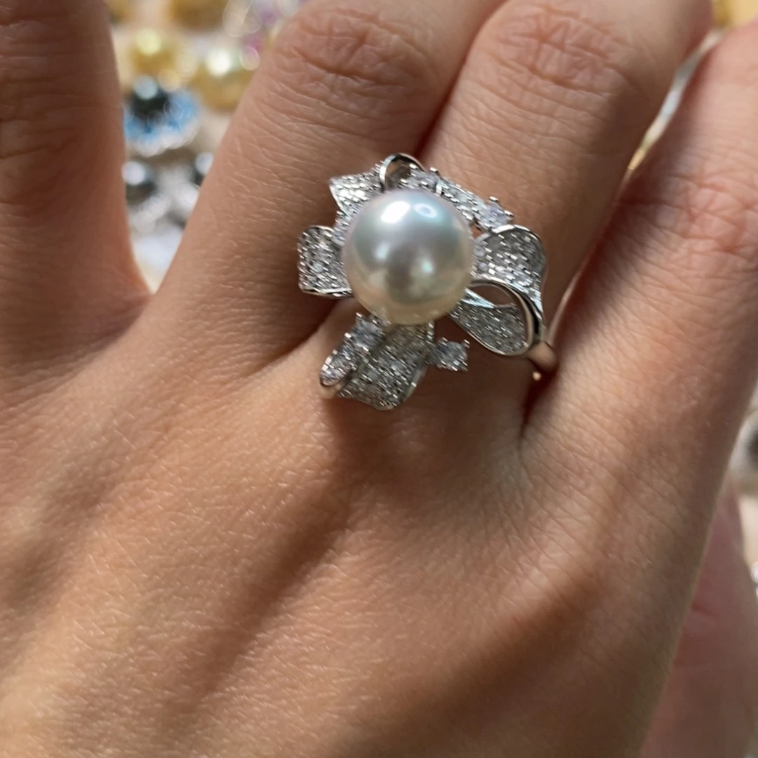 海水珍珠戒指银S925镶嵌