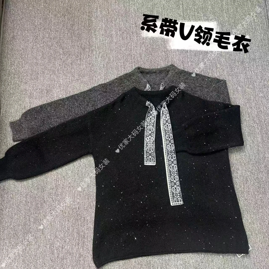 【1646.1647】秋冬新款简约风慵懒感飘带毛衣