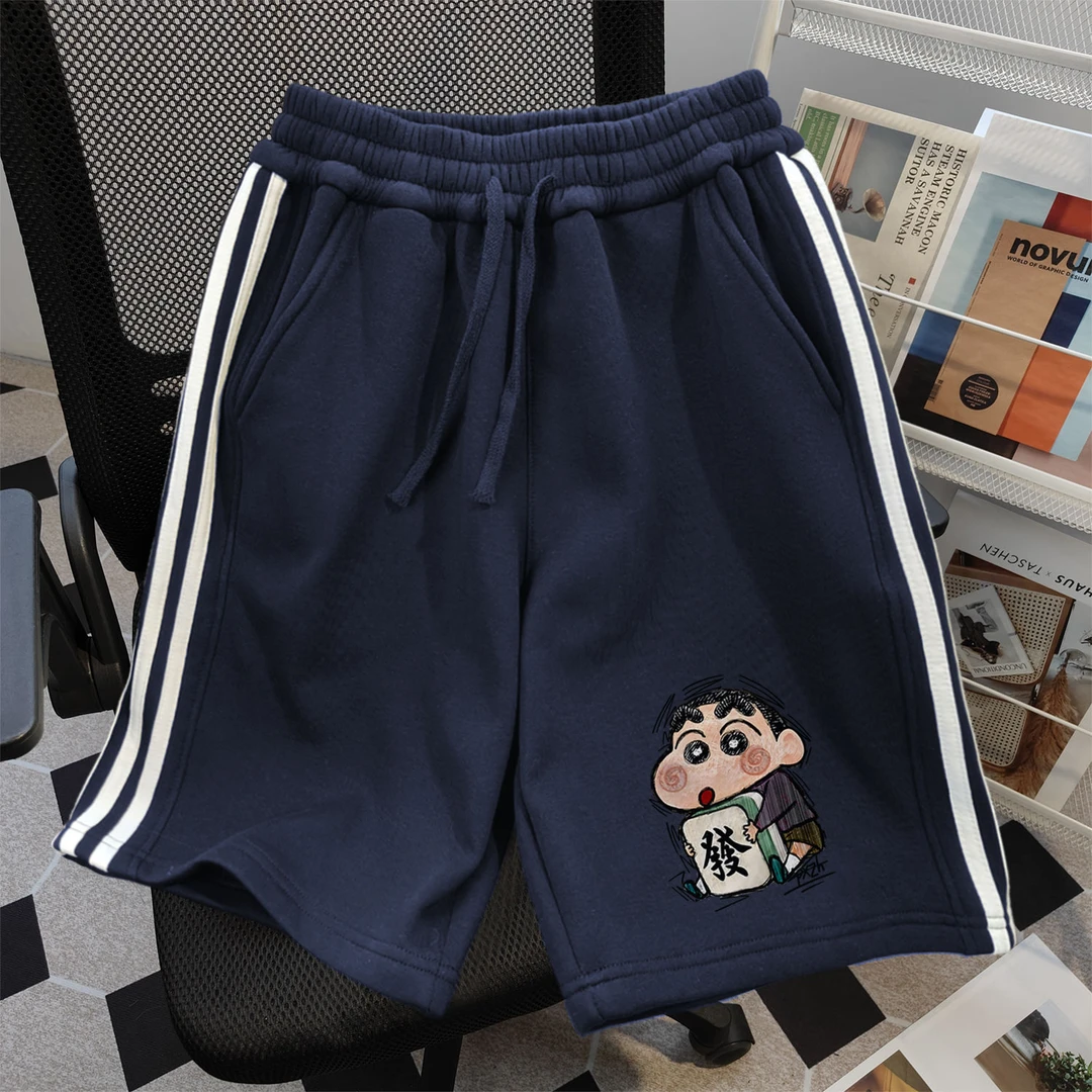 100%纯棉日系vintage高街复古抽绳短裤男女夏季宽松情侣五分裤子