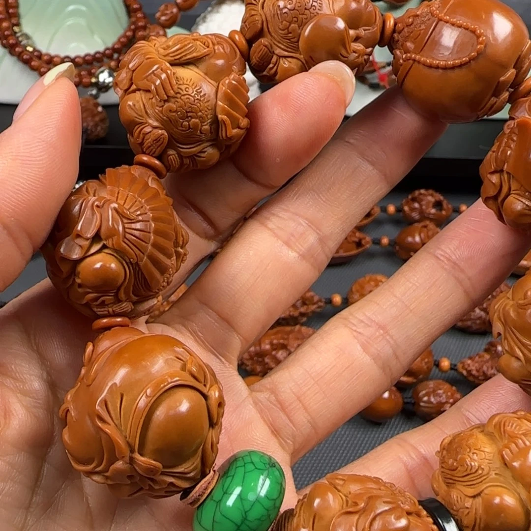 橄榄核手串油核八宝财神