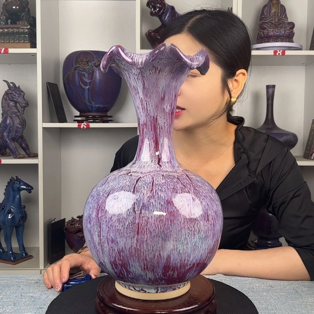 瓷片摆件……荷口瓶……无礼盒证书