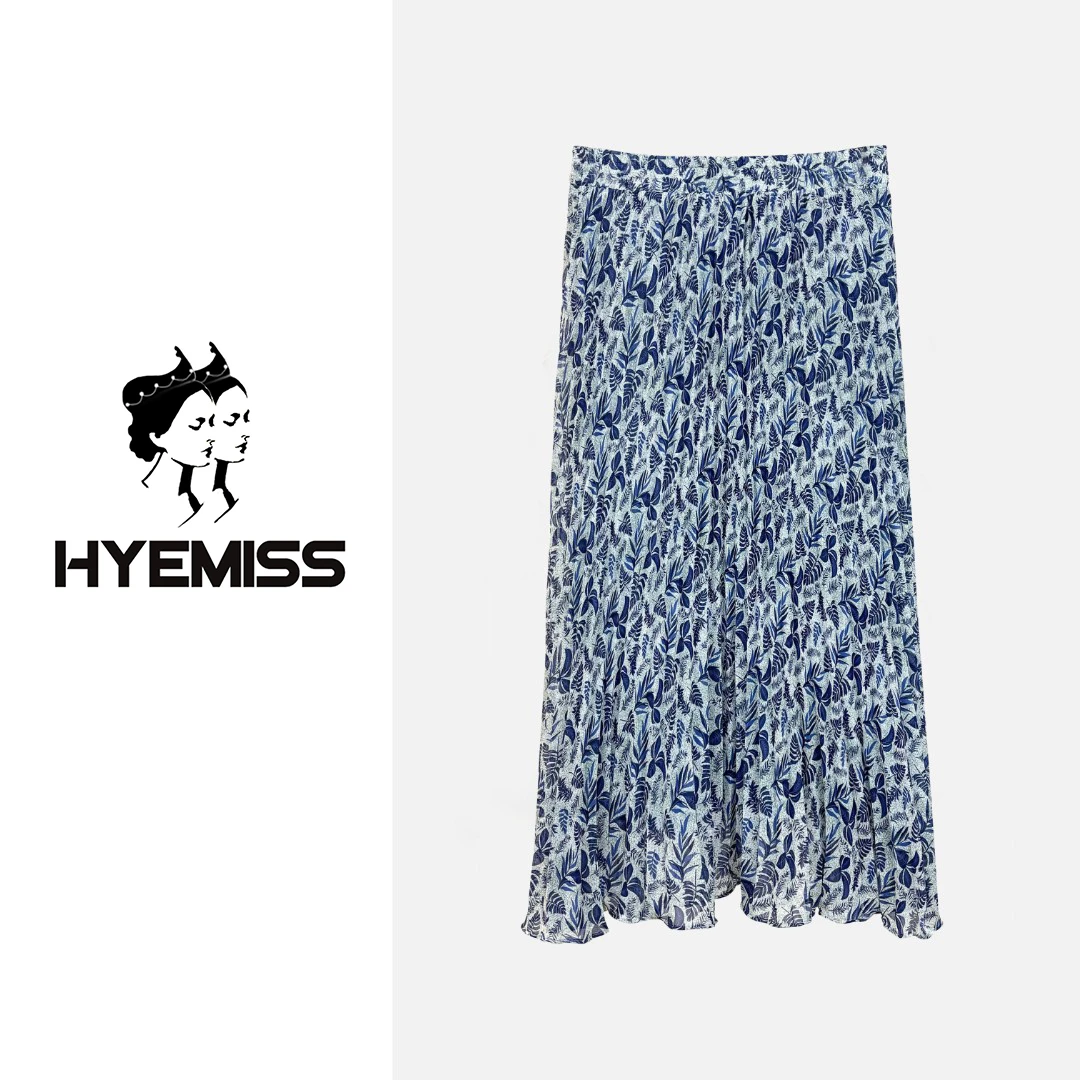 HYEMISS四季新款压褶碎花高腰设计感时尚优雅纹理半身裙WH250072