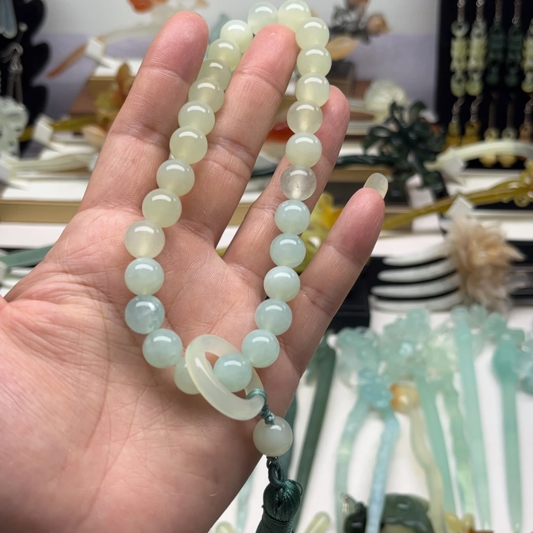 蛇纹石玉合金手链