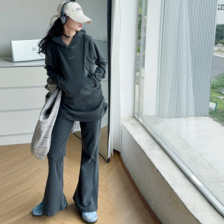 6-9-12岁女童秋装套装大童女装儿童衣服女孩卫衣屁帘喇叭裤两件套