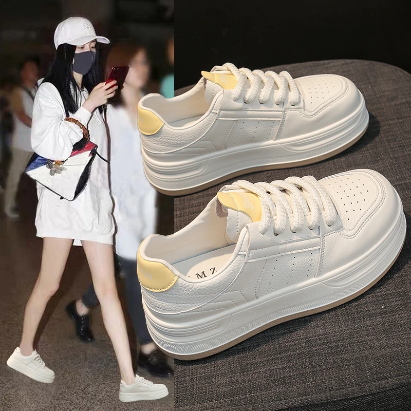 小个子增高小白鞋2025新款春秋女鞋厚底轻便百搭软面学生休闲板鞋