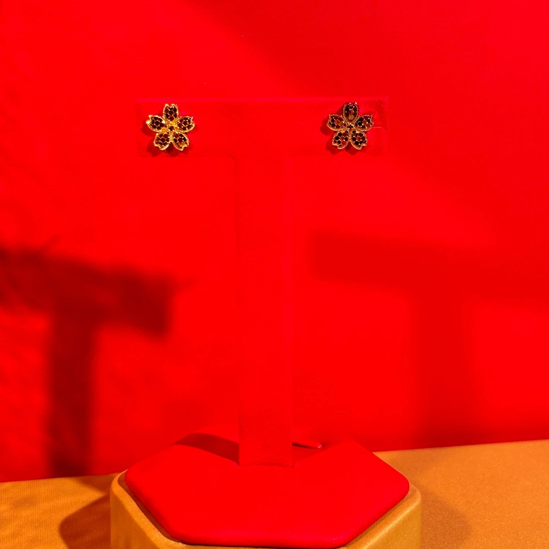 足银耳饰 五瓣花耳钉气质轻奢百搭简约古法经典精美素款