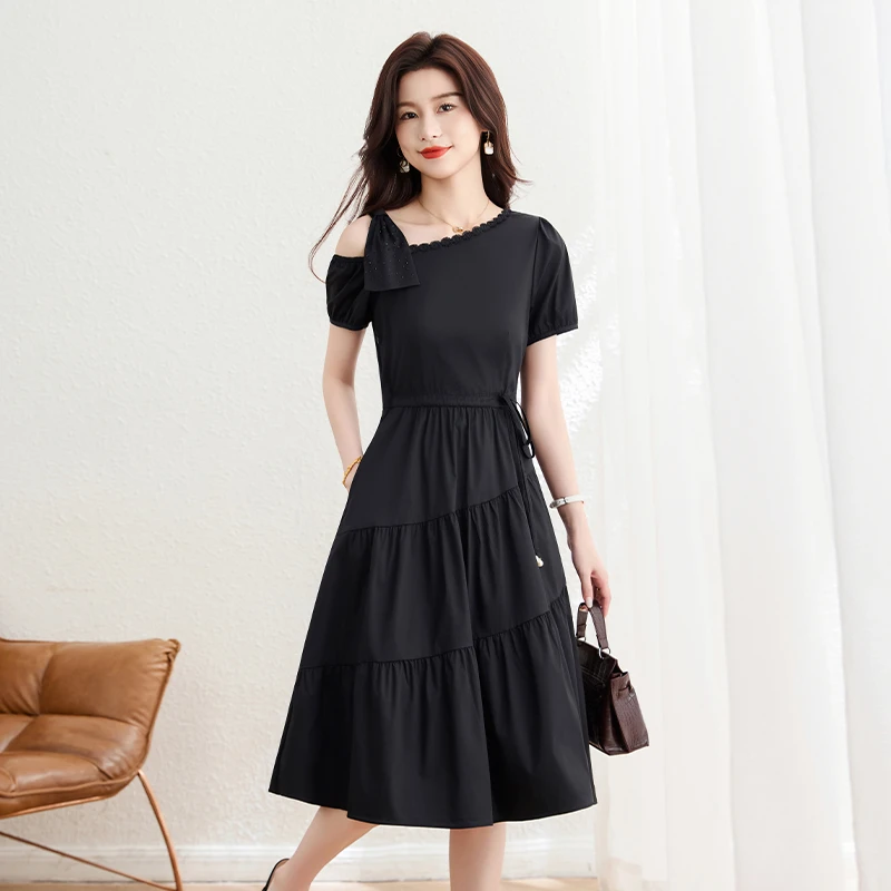 巨好看的减龄单肩连衣裙女夏2025新款今年流行爆款高端十三行裙子