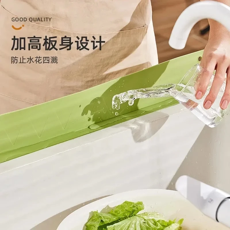 厨房家用防溅板挡水条洗手盆防水硅胶新品隔板吸附水槽挡水板M