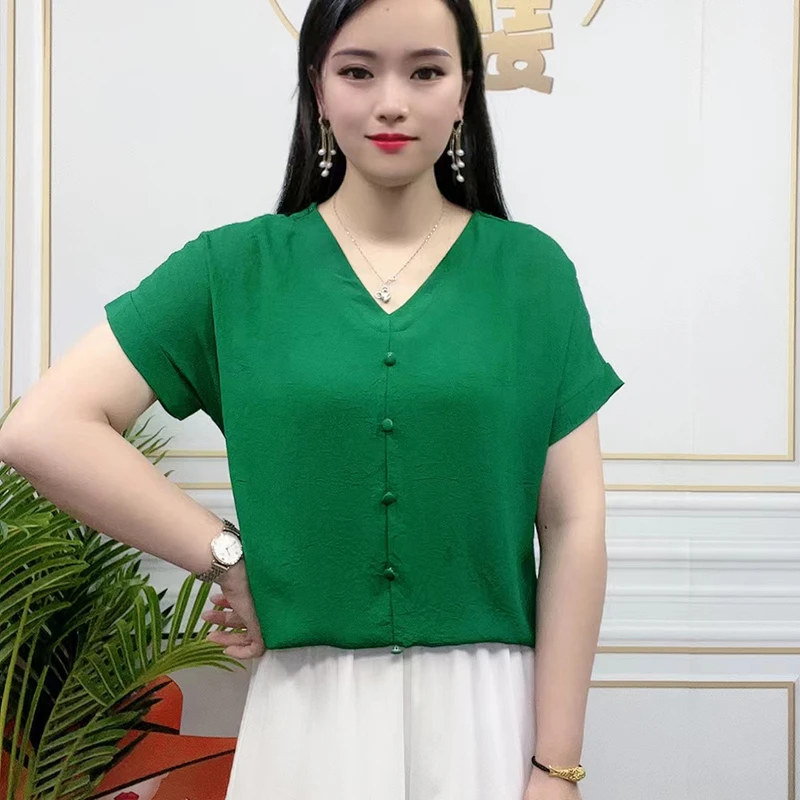 夏新款中老年女装T恤纯色短袖大码宽松显瘦遮肚上衣妈妈洋气小衫