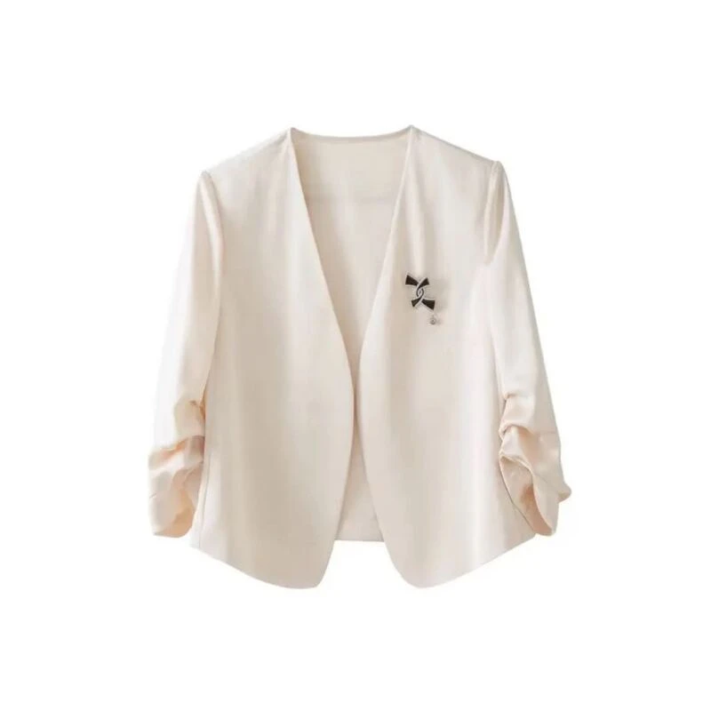 云锦西装面料时尚西装七分袖外套胸针