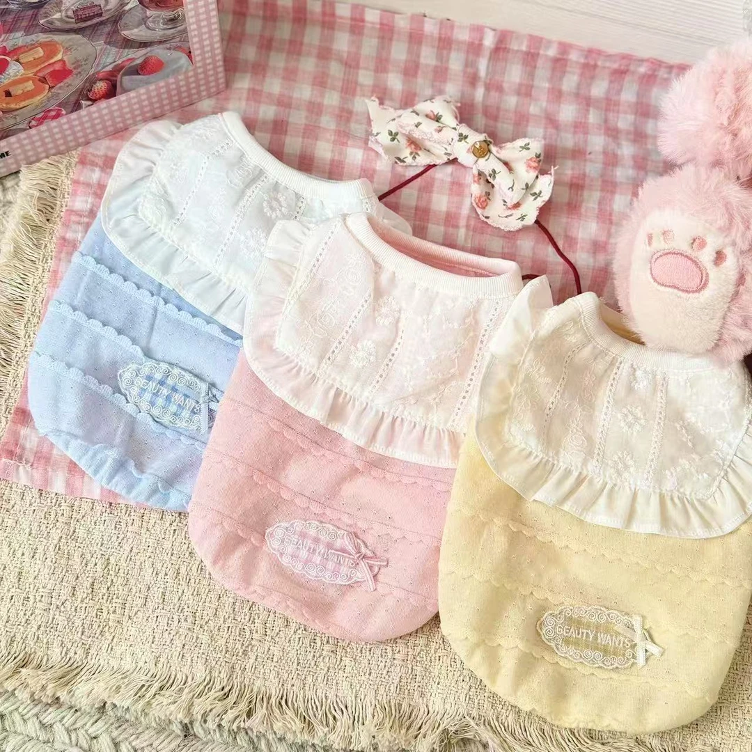 森系唯美早秋款~透气棉比熊泰迪中小型犬猫宠物衣服