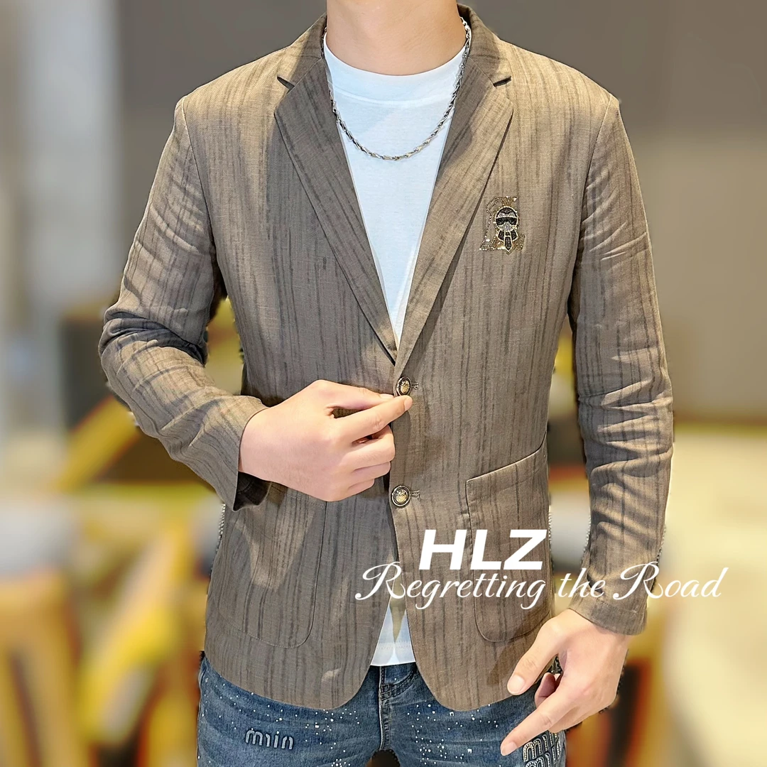 撼路者家男士2025新款轻奢修身春款时尚个性韩版潮流长袖西装外套