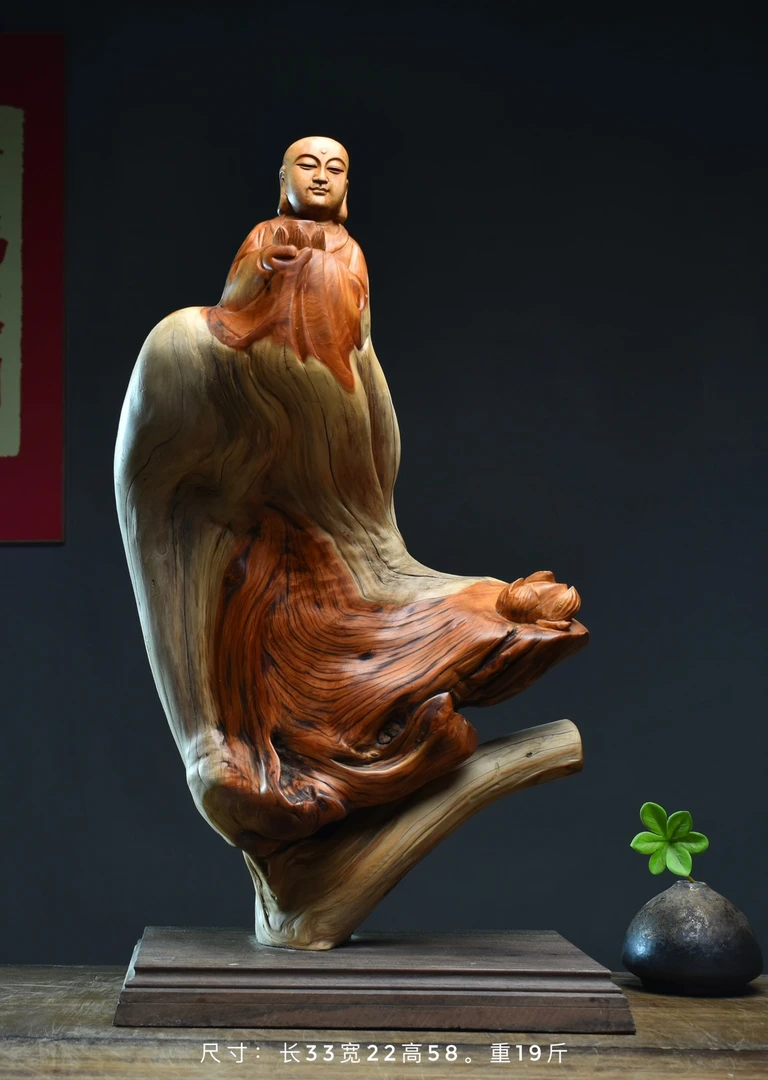 太行崖柏根雕手把工艺品地藏王雕刻摆件随行摆件工艺品