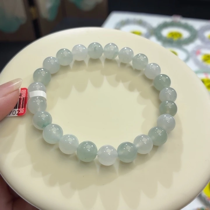 翡翠未镶嵌手链冰胶马卡龙卡8.4